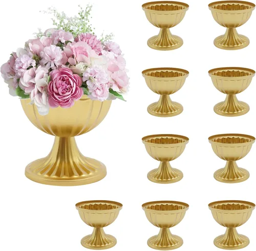Vista 9 de Mini macetas blancas para arreglos florales, 10 piezas para centro de mesa, mesa de boda de 3.7 pulgadas, florero de urna, decoración de maceta
