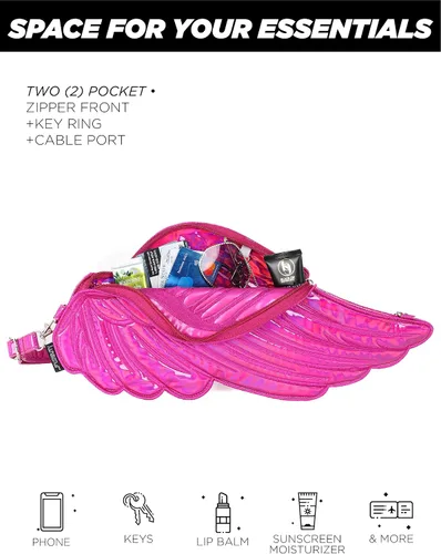 Vista 6 de Fydelity Quiver Wings - Mochilabandolera cruzada para mujer, bolsa de festival para mujer, bolsa de rave, bolsa cruzada retro, linda riñonera