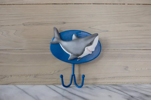 Vista 4 de Borders Unlimited Fish 'N Sharks - Gancho de pared para toallas, abrigo, bolsa de libros, multicolor