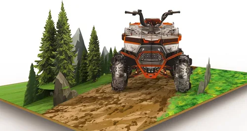 Vista 3 de PopLife Tarjeta desplegable 3D de ATV Quad Bike – Cumpleaños, Día del Padre, graduación, aniversario, jubilación, felicitaciones – Tarjeta
