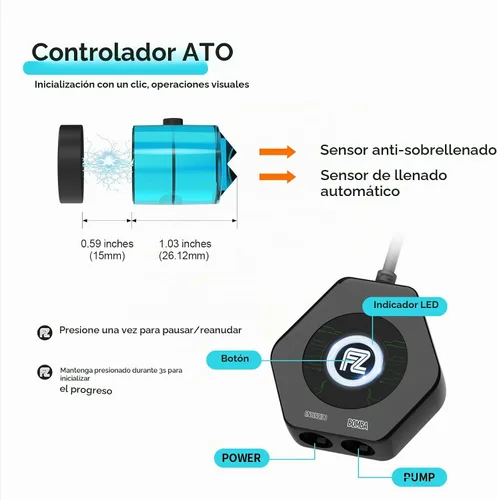 Vista 2 de Sistema ATO del acuario de FZONE, QST2.0 Auto Top Off Controller para los tanques