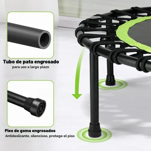 Vista 7 de ONETWOFIT Foldable Mini Bungee Rebounder Trampoline for Adults with Handle 40"/45" Silent Mini Trampoline Indoor/Garden Exercise Fitness