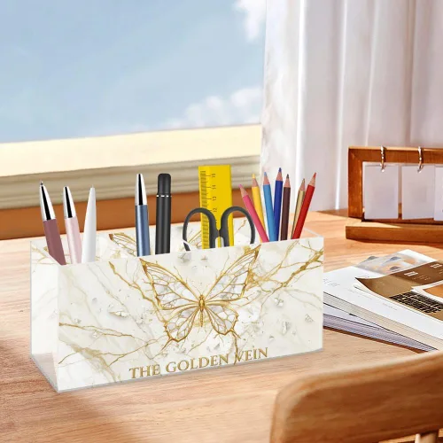 Vista 4 de Cool Butterfly Acrylic Lip Stick Holder Organizer With 4 Compartments Makeup Organizer Cheap Lip Liner Storage Bow Office Supplies Crayon Storage