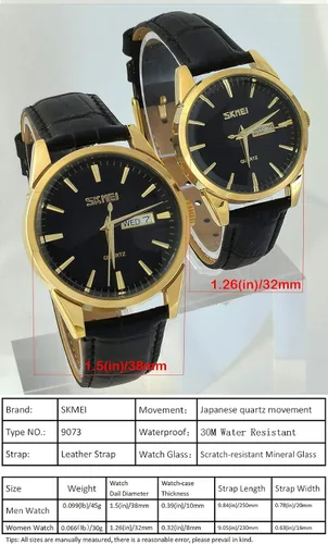Vista 5 de SKMEI Par de relojes para parejas, hombres y mujeres, para él y para ella, juego de relojes para esposo, esposa, San Valentín, reloj de pulsera a