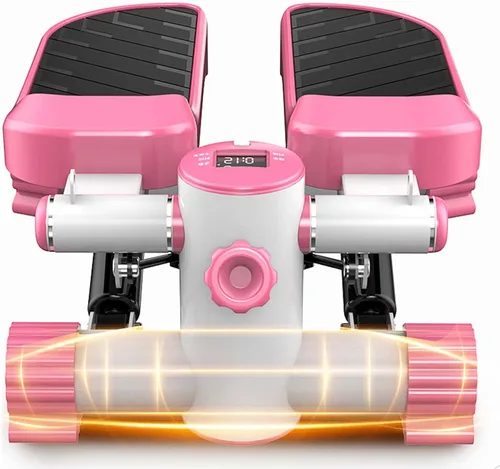 Vista 6 de YSUEFIJO Mini escalera portátil, equipo de fitness antideslizante, máquina de ejercicios aeróbicos para fitness, pantalla fácil de leer, bandas