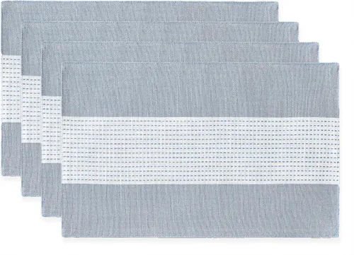 Vista 20 de Wracra Juego de 4 manteles individuales de lino, 12 x 18 pulgadas, manteles individuales de macramé para mesa de cocina y resistentes al calor Aqua