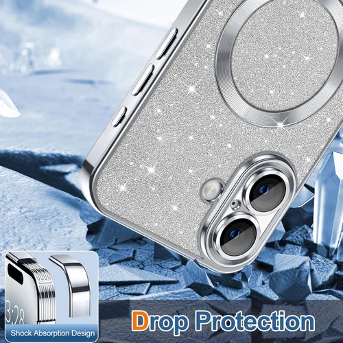 Vista 31 de Hython para iPhone 12 Funda con chispas brillantes, fundas transparentes magnéticas con protector de lente de cámara [Compatible con MagSafe]