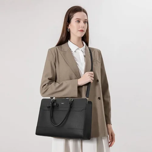 Vista 3 de Keyli 3 unids bolsa para laptop para mujer, 15.6 pulgadas, cuero trabajo, trabajo, oficina, oficina, maletín de hombro