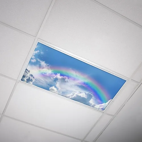 Vista 18 de Cubierta de luz fluorescente para luces de techo de aula, nubes rosadas, inserto de película retroiluminada de alta calidad 2 x 4