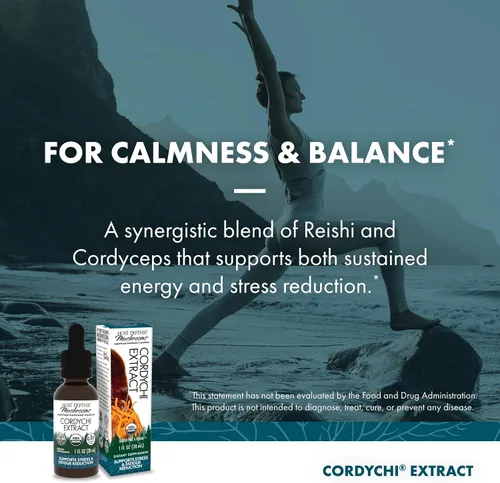Vista 5 de Host Defense Extracto de CordyChi - Suplemento energético y de apoyo inmunológico - Suplemento Cordyceps y hongo Reishi para relajación y apoyo