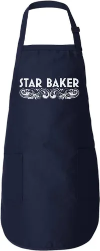 Vista 5 de Donkey Tees Star Baker - Delantal para hornear – 2 bolsillos delanteros de cocina, unisex, ajuste largo con lazos traseros Negro