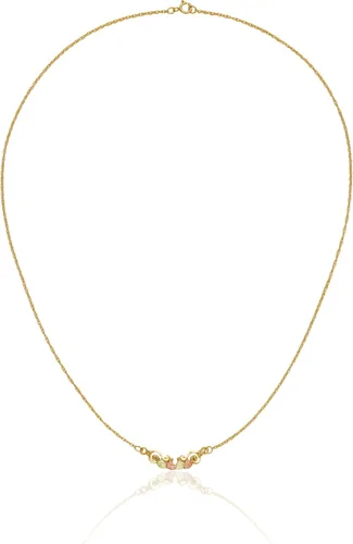 Vista 3 de Collar de barra de cadena de hoja de oro de 10 quilates sólido de tres colores rosa, blanco, amarillo, negro