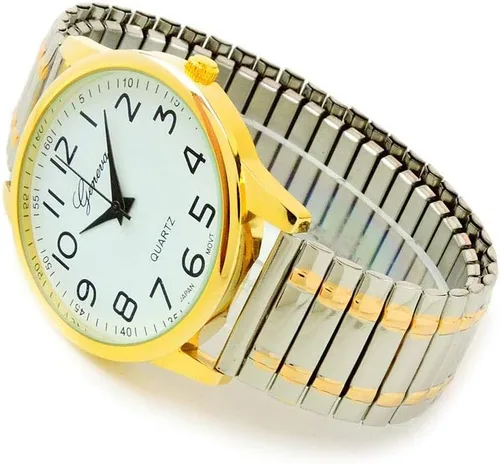 Vista 5 de Reloj de banda elástica fácil de leer con cara grande de 2 tonos