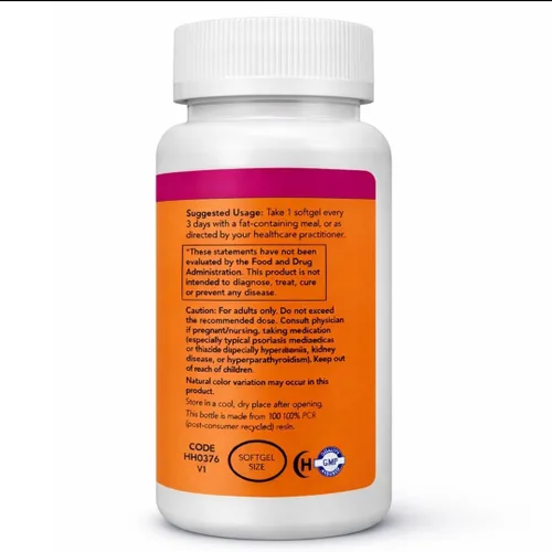 Vista 2 de NOW Foods Suplementos, Vitamina D-3 10,000 UI, Máxima Potencia, Soporte Estructural*, 200 Cápsulas Blandas