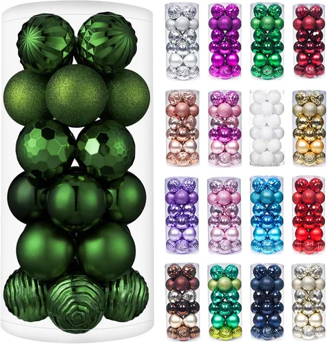 Vista 29 de XmasExp Juego de 24 mini esferas de Navidad inastillables para bolas de árbol de Navidad, 1.18 pulgadas (negro)