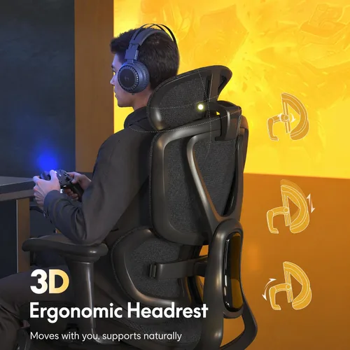 Vista 3 de FLEXISPOT Sentinel Ergonomic Gaming Chair Charcoal Dual-Wing Adaptive Lumbar,Adjustable Armrests,Recline &Tilt Function,Adjustable Backrest,for