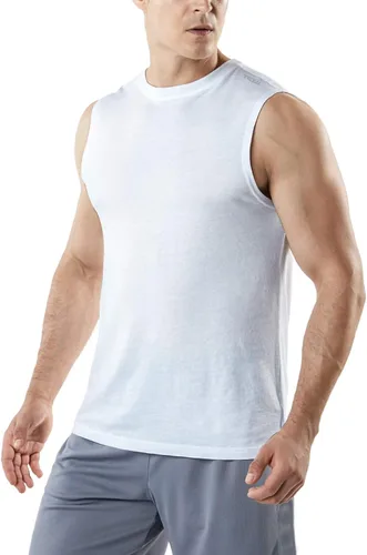Vista 2 de TSLA Paquete de 1 o 3 camisetas sin mangas para hombre, camisetas deportivas de rendimiento muscular, camisetas sin mangas para entrenamiento