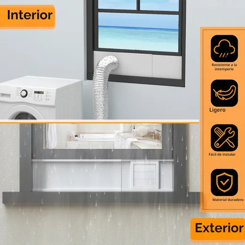 Vista 8 de LBG Products Kit de ventana de ventilación para secadora con cubierta de ventilación de cierre automático con pantalla para manguera de ventilación