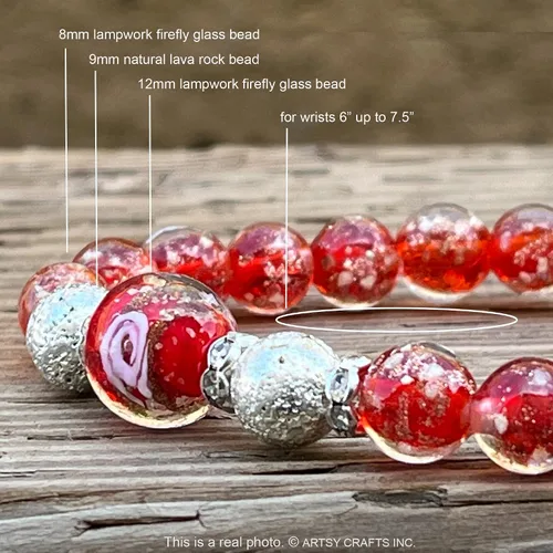Vista 5 de ARTSY Crafts Pulsera de Cuentas de Luciérnaga que Brillan en la Oscuridad para Mujeres, Cuentas de Vidrio Luminosas Cristal Curativo Pulseras