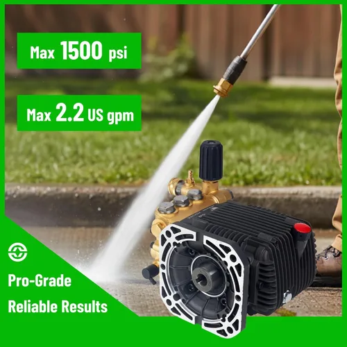Vista 7 de Canpump CF 1522 E: 1500 psi @ 2.2 US gpm Bomba de repuesto para hidrolavadora eléctrica con descargador externo, eje horizontal de 5/8 pulgadas