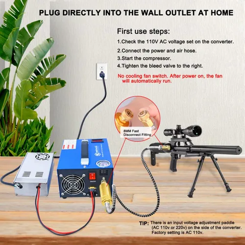 Vista 5 de Compresor de aire PCP, portátil de 4500 Psi/30 Mpa, sin agua/aceite, rifle PCP/pistola y bomba de aire de tanque de paintball, alimentado por 12 V