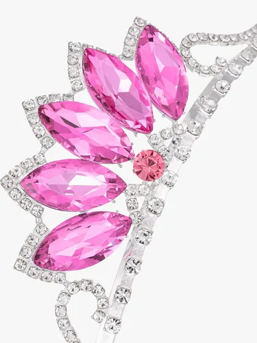 Vista 4 de SWEETV Tiara de princesa para niñas pequeñas, corona de cumpleaños, diadema para niñas, diadema de cristal, accesorios para el cabello