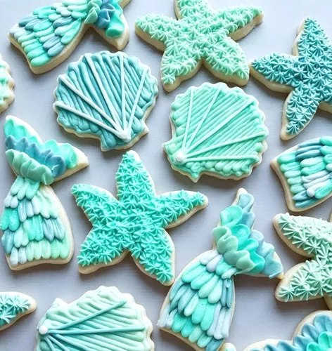 Vista 6 de Cortadores de galletas de sirena, cola de sirena, estrellas de mar, conchas de mar de acero inoxidable, formas para hornear, regalo