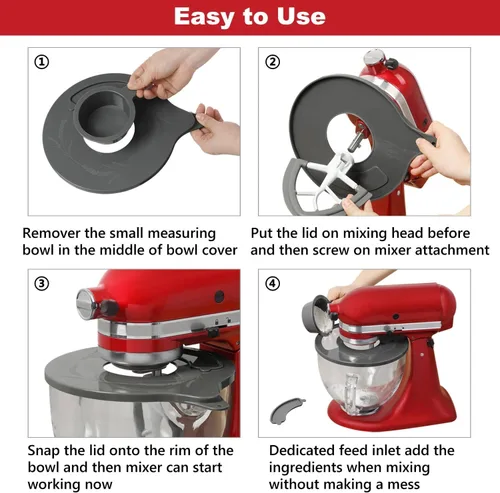 Vista 2 de Lawenme KitchenAid K5GB - Cubierta para cuenco de vidrio para batidora de 5 cuartos de galón con cabezal inclinable, protector contra salpicaduras