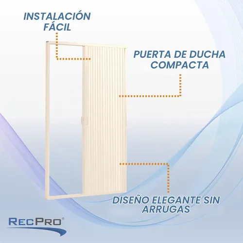 Vista 5 de RecPro RV - Puerta de ducha plisada Marfil 36 x 57 pulgadas Corredera