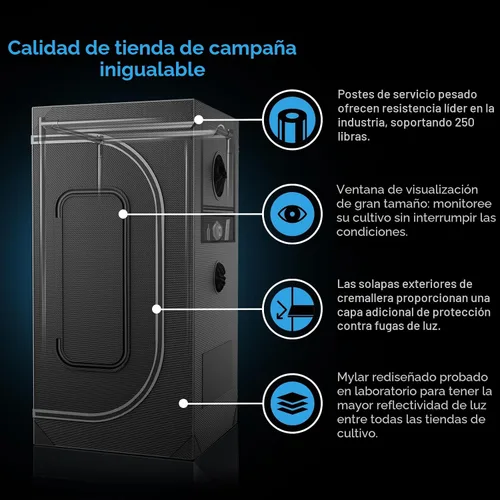 Vista 6 de AC Infinity Sistema de Cultivo AI Compacto 2x2, Kit de 1 Planta con Controlador AI de Autoaprendizaje, Flujo de Aire Dinámico y Control