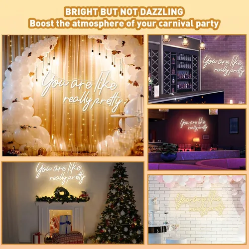 Vista 2 de Letrero de neón con texto en inglés "Your Are Like Really Pretty Neón", letreros de luz LED de neón para decoración de pared, dormitorio
