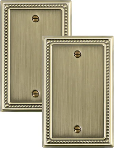Vista 27 de Paquete de 2 Placas de Cubierta Combinadas para Interruptor de Palanca/Dúplex, Placa de Cubierta de Enchufe de Pared de Metal de Latón Antiguo