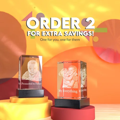 Vista 4 de Crystal Clear Memories Foto de cristal 3D, personalizada con tu propia foto para mamá, papá, hombres, mujeres, imagen grabada con láser 3D, grabado