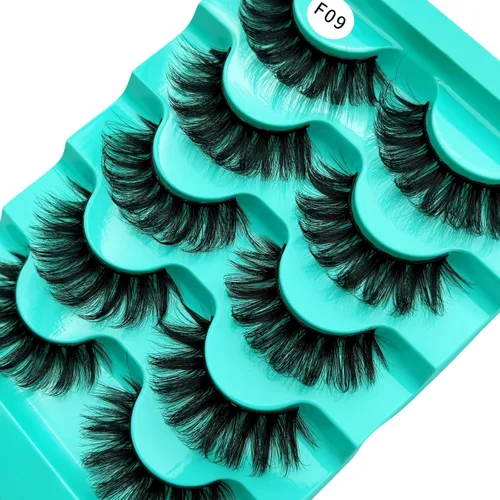 Vista 5 de Pestañas postizas de visón con volumen que parecen extensiones glamorosas y rizadas, paquete de 5 pares