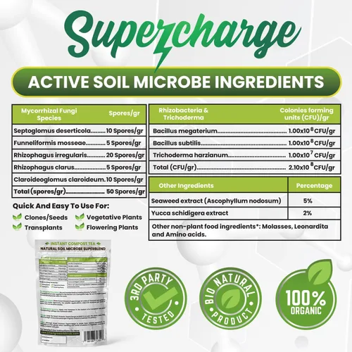 Vista 6 de Hongos micorrízicos con bacterias beneficiosas, Trichoderma, algas marinas, melaza, yuca, Smart Grower Supercharge Potenciador de raíces de plantas
