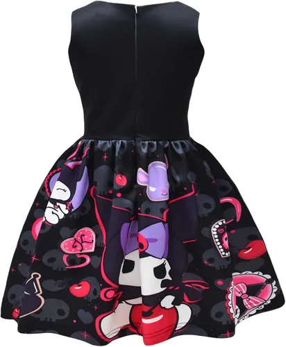 Vista 2 de Lindo vestido para niñas, de dibujos animados, sin mangas, vestido casual para niños, vestido casual de anime japonés, fiesta de cumpleaños