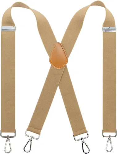 Vista 10 de Tirantes para hombres de 1.4 pulgadas x espalda ancha tirantes resistentes giratorios con 4 ganchos a presión Negro