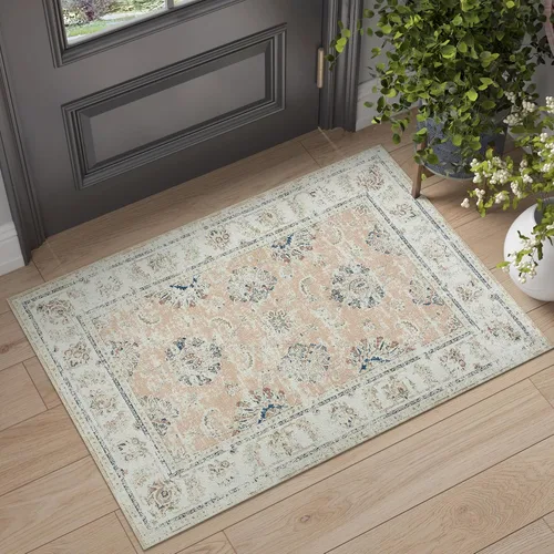 Vista 70 de jinchan Fiora - Alfombra lavable de área pequeña, alfombra de entrada floral de medio círculo de 2 x 3, tapete de media luna de pelo bajo, suave