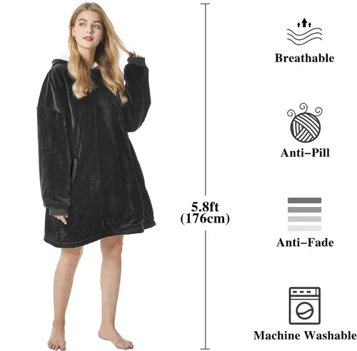 Vista 5 de Felicigeely Blanket Hoodie Wearable Blanket Sweatshirt Oversized Hooded Blanket Sweater Gift for Women
