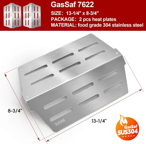 Vista 3 de GasSaf Deflector de calor para parrillas Weber Genesis 7622, placas de calor para parrillas Genesis 300, E/S-310, E/S-320, E/S-330, paquete de 2