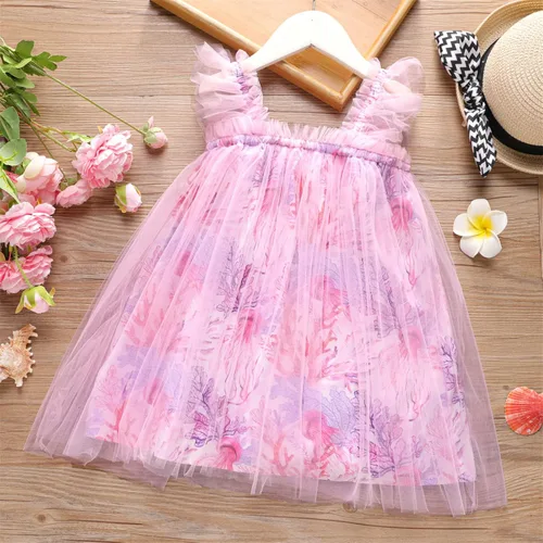 Vista 6 de PATPAT Vestido tutú para niña pequeña, vestidos florales de malla