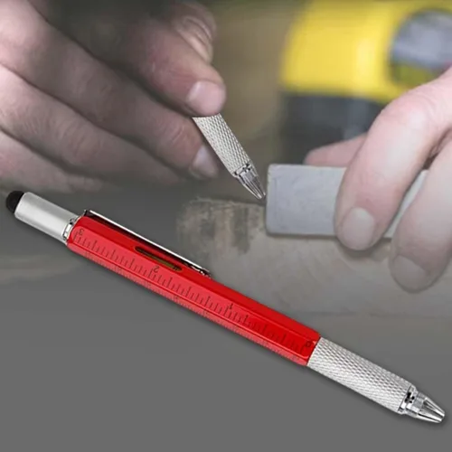 Vista 5 de Multifunctional Pen Multitool Pen Ballpoint Pen Screwdriver Ruler Level Metal Compact Design Retractable Writing Tip Suitable for