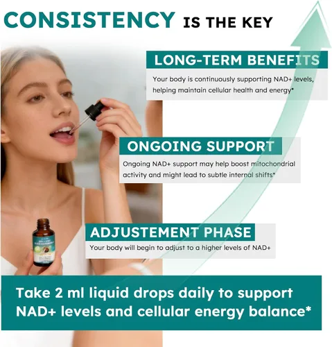 Vista 5 de Suplemento NMN Gotas líquidas, 4 en 1 NMN Beta 1000 mg con Quercetina TMG Resveratrol para energía antienvejecimiento y apoyo inmunológico, NMNH