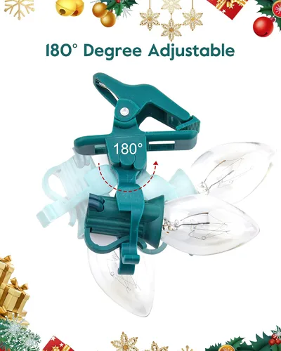 Vista 5 de C7 C9 - Clips de resorte universales para luces navideñas, 25 unidades de clips de resorte rápido para decoraciones de luces navideñas, clips