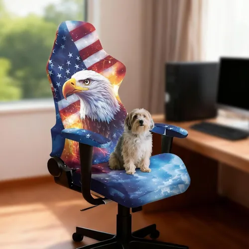 Vista 3 de Bald Eagle Gaming Protector for Students American Flag Stretchy Armrest Covers Patriotic Ergonomic Office Cover Dustproof Home & Dorm Room Decor