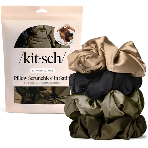 Vista 31 de Kitsch - Coleteros de satén para mujer, bandas para el cabello sin daños, cameo, 5 piezas Wake Up Frizz-Free, No Crease Hair Ties, Softer Than