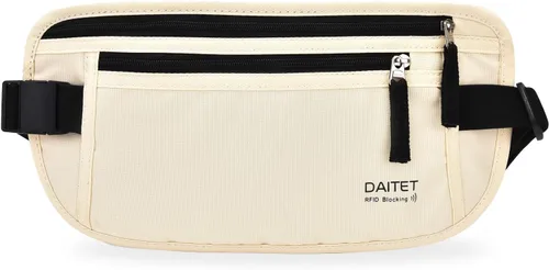 Vista 37 de DAITET Cinturón de dinero, soporte para pasaporte, cartera de viaje oculta segura con bloqueo RFID, riñonera encubierta (negro), Negro, Rfid