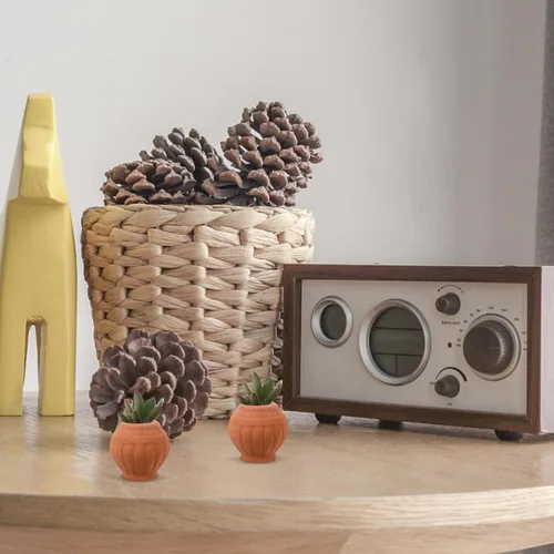 Vista 6 de Happyyami Macetas pequeñas de terracota, paquete de 4 macetas pequeñas de arcilla con agujeros de drenaje para suculentas, decoración de escritorio