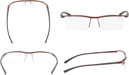 Vista 23 de Agstum Gafas de negocios sin montura de titanio puro, lentes transparentes