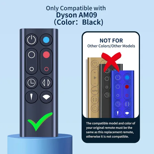 Vista 2 de Nuevo mando a distancia de repuesto compatible con Dyson Hot + Cool Tower Fan Heater Cooler AM09 (negro, número de pieza: 966538-04)